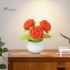 Knitted Flower Realistic Artificial Flowers Low Maintenance Crochet Flower Potted Plant for Home Decor