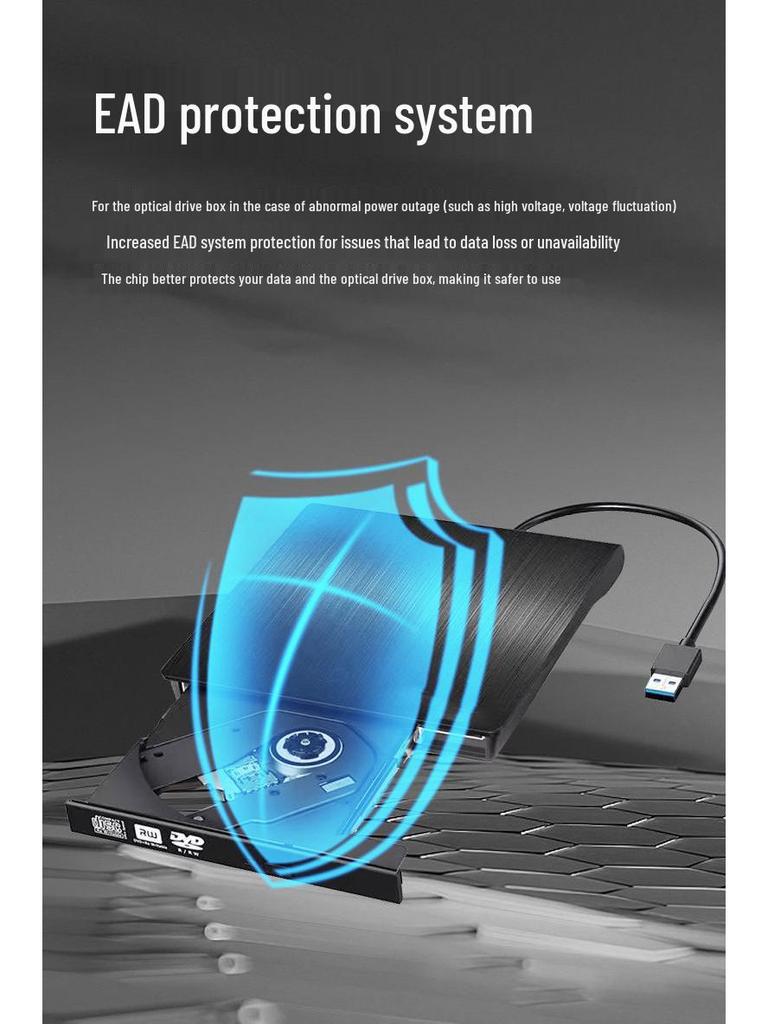 Внешний оптический DVD/CD RW привод для ноутбука, с двойным интерфейсом USB 3.0 Type-C, с текстурированной поверхностью