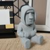 Компактная настольная фигурка, 3D-печатная статуэтка Моаи, Мини-декор для рабочего стола из камня острова Пасхи, Интересная модель, Современная фигурка в худи, Сидящая