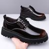 Fashion 2025 Men's Leather Derby Shoes Fashion Business Formal Oxfords with Thick Sole & Elevator Design Non-Slip Office Wear for Autumn