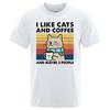 Футболка I Like Cats And Coffee Street для мужчин, модная повседневная свободная хлопковая одежда, дышащая футболка с круглым вырезом в стиле хип-хоп