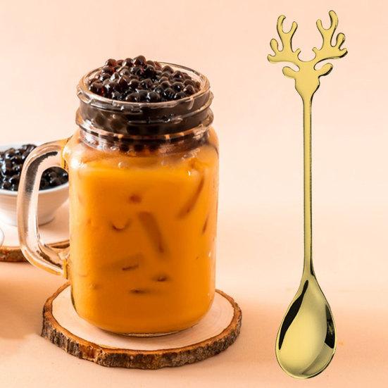 Ложка для мороженого, пищевая ложка из нержавеющей стали класса 304, рождественский лось, десертная кофейная ложка