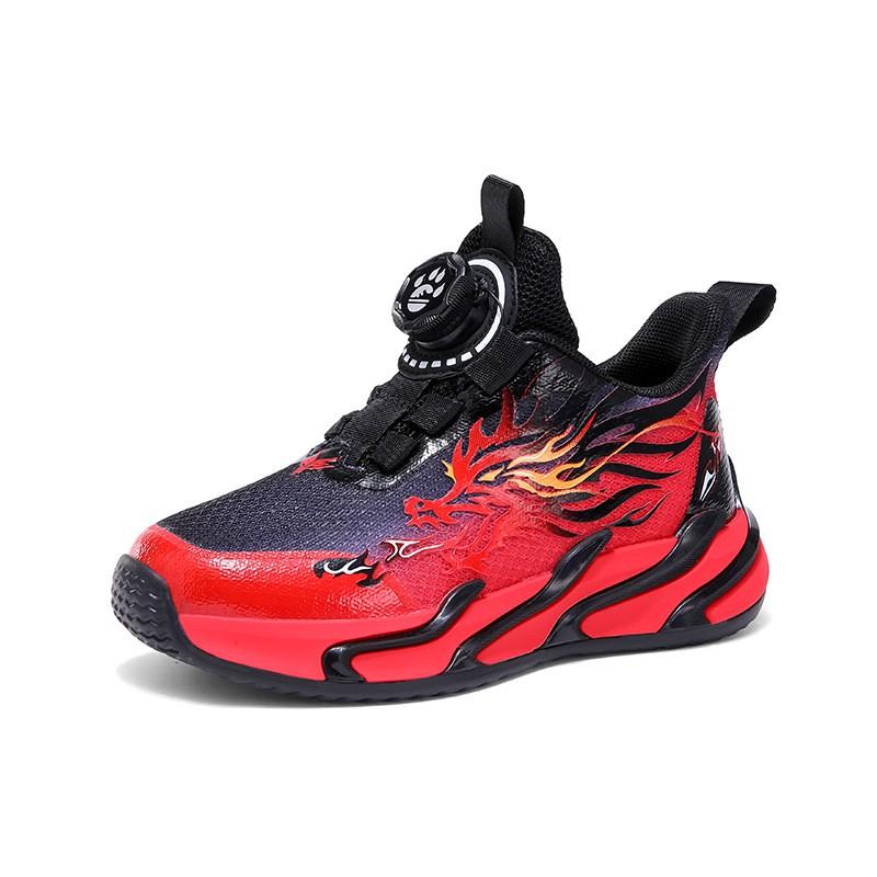 Boys Rotating Buckle Sneakers Breathable Mesh Lightweight Casual Dad Shoes Kids