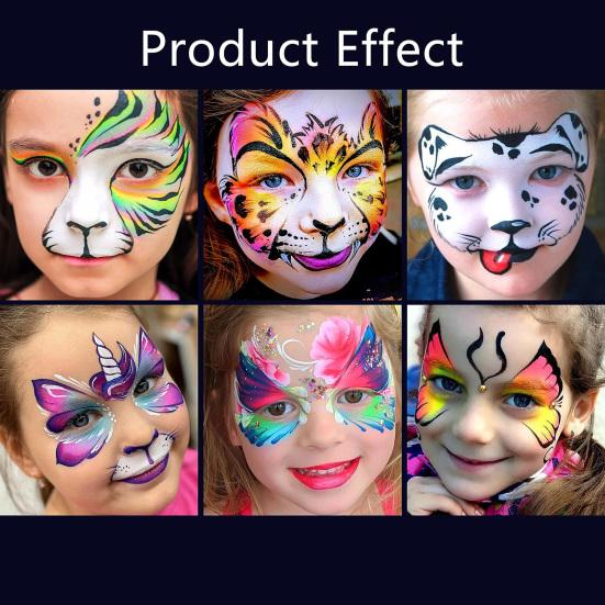 Набор красок для лица на водной основе, профессиональная масляная палитра для краски для тела с 2 ручками, набор для макияжа на Хэллоуин, для взрослых и детей