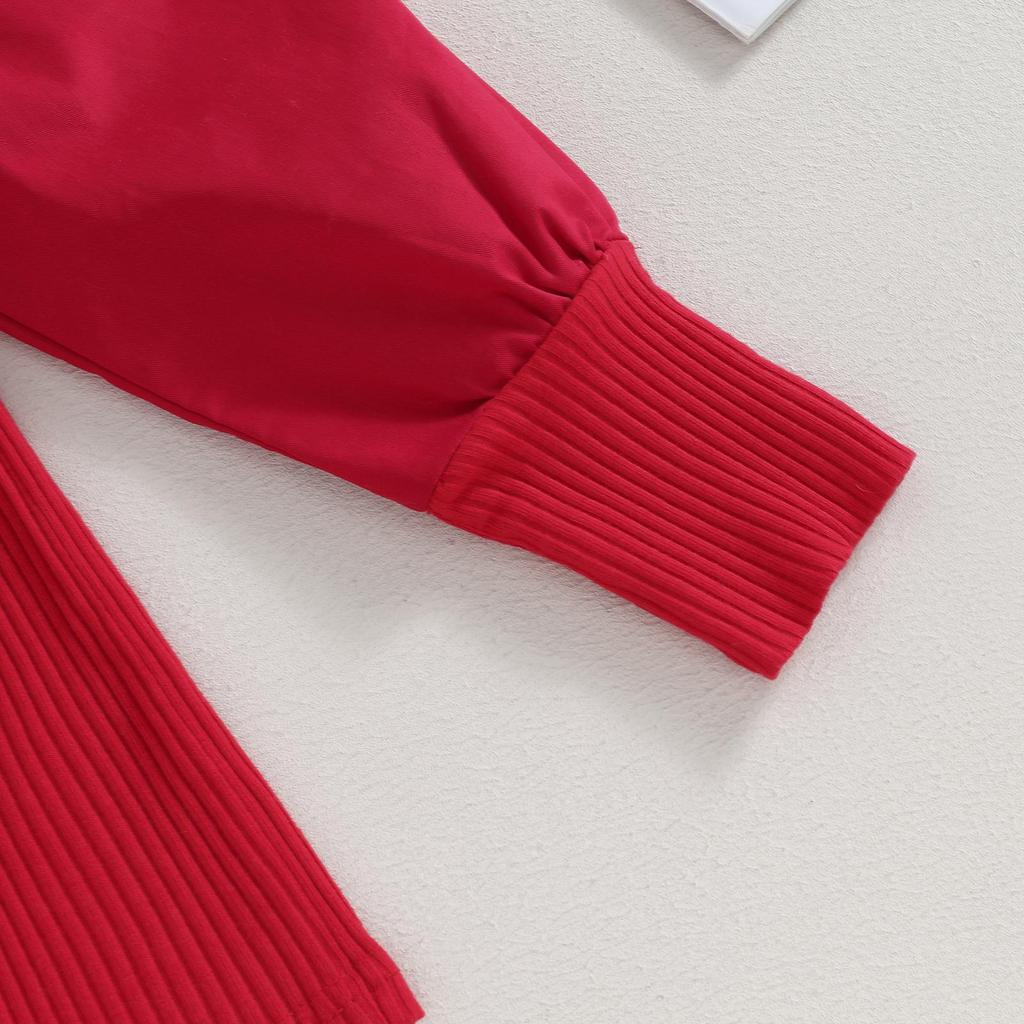 Юбка для девочек, вязаный топ с рукавами-фонариками и мини-юбка в клетку, комплект из 2 предметов, осенняя одежда для вечеринки