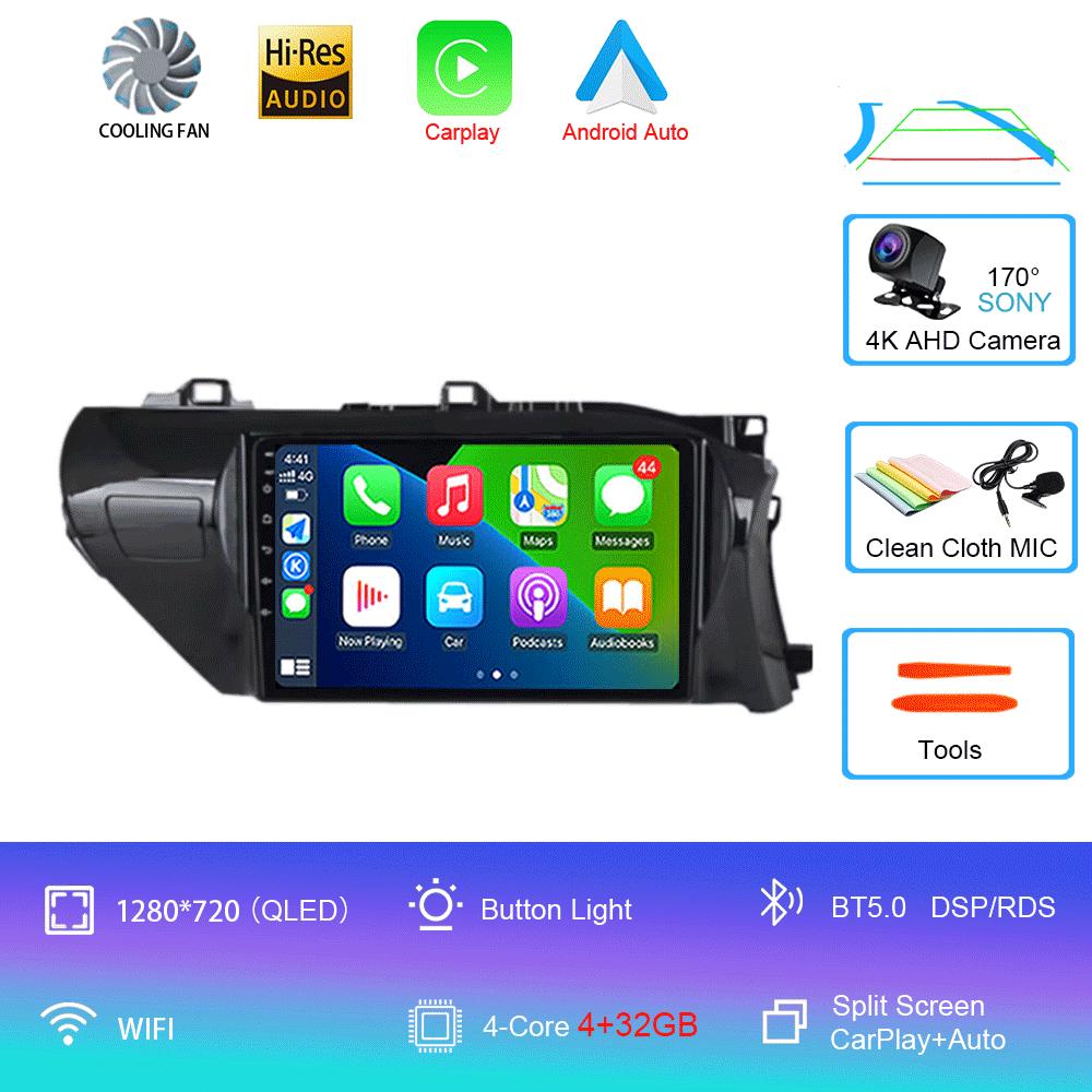 Для Toyota Hilux 2016-2020 Автомагнитола Android 14 Carplay Auto 2K Экран WIFI+4G Мультимедийный плеер 2din Автомагнитола Стерео Головное устройство