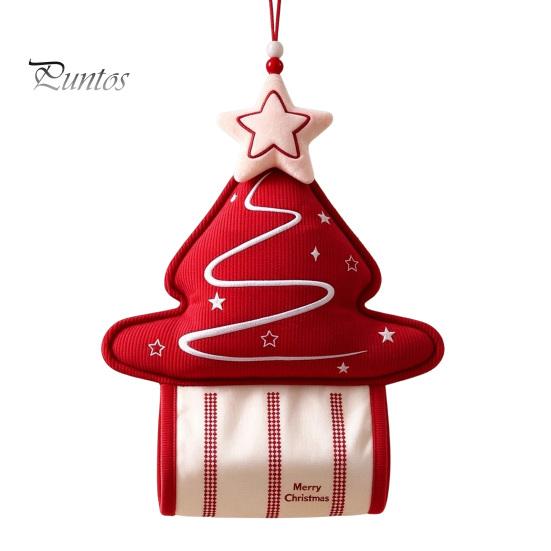 Corduroy Tissue Box Cover Christmas Tree Cover, Hanging Paper Holder, Festive Embroidered Star Case Holiday Decoration for Home Sofa Bedroom,