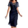 Women's Summer Dress Slim Fit Dress Color Chiffon Round Neck Short Sleeved Dress
