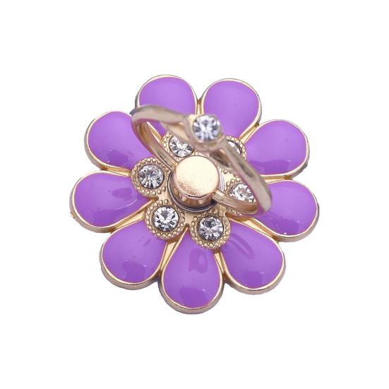 Прочный кронштейн для кольца на палец Уникальный металлический держатель для телефона в форме цветка со стразами, работающий одной рукой, ленивый держатель