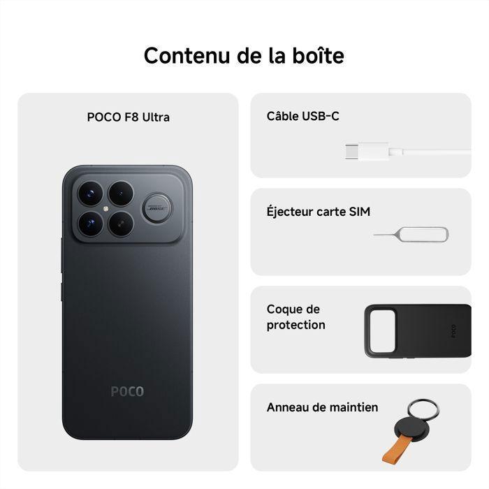Смартфон - XIAOMI - POCO F8 Ultra - 12 ГБ ОЗУ - 256 ГБ - AMOLED-экран 6,9" 120 Гц - Очень хорошее состояние