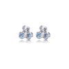 999 Sterling Silver Blue Iris Flower Stud Earrings for Women - Elegant and Trendy Birthday Gift for Her