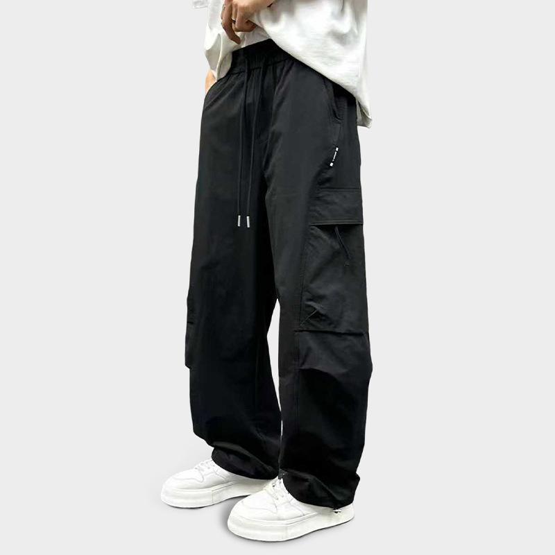 Men's Drawstring Waist Cargo Pants Casual Pocket Detail Loose Fit Streetwear Bottoms