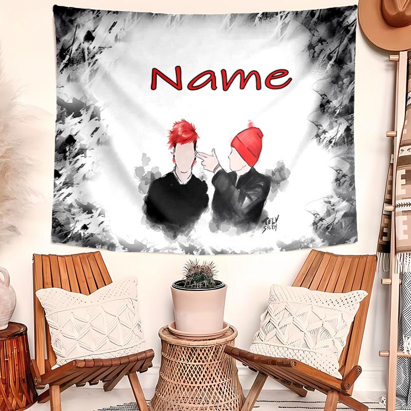 Personalized Twenty One Pilots Background Tapestry,Custom Name Birthday Party,Multifunctional Wall Decoration for Home Decor,Various Occasions