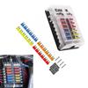 Car Boat Fuse Box Holder With 12 Way Blade Fuse Holder Block & Warning Indicator 32V Power Distribution Panel Board