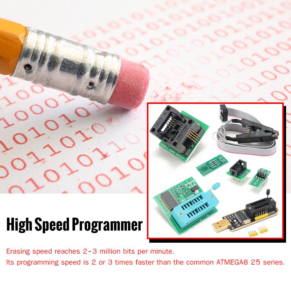 CH341A USB Programmer Kit with SOP8 Clip EEPROM Burner BIOS Flasher SPI Flash Programmer Kit with