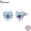 Серьги BAMOER из стерлингового серебра 925 пробы, западный мифический синий циркон в форме сердца, серьги с изображением глаз дьявола, ювелирные изделия для женщин