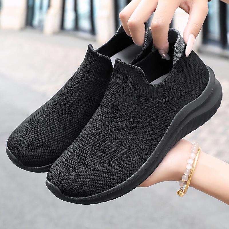 Shoes Women's Shoes Versatile Soft-soled Casual Shoes Fly-woven Breathable Mesh Shoes One-pedal Single Shoes Lightweight Mother Shoes