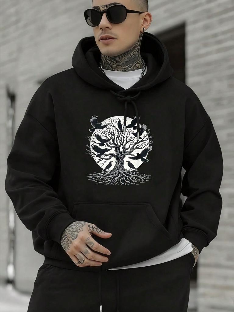 Mens Graphic Hoodies Tree of Life with Roots and Branches Men's Hoodies Pullover Casual Sweatshirts with Pockets
