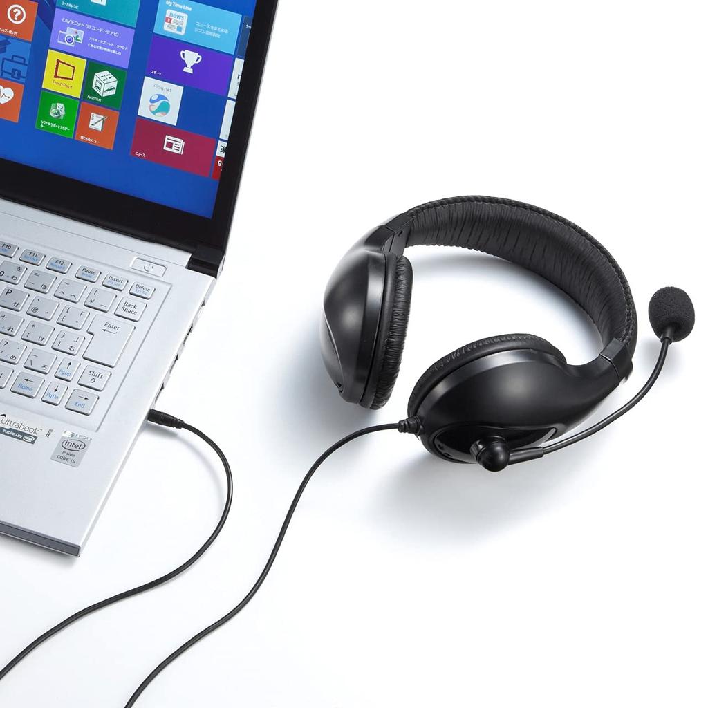 Sanwa Supply Гарнитура Мини-джек Бинауральный тип Большой Черный 3,5 мм (4 полюса) MM-HS401BK