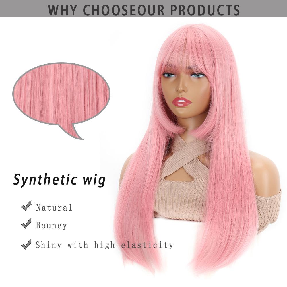 Long Straight Wig With Synthetic Wig Beginners Friendly Heat Resistant Party Cosplay Wigs For Women