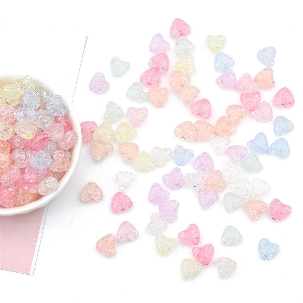 55/70Pcs Plastic Acrylic Heart Beads Fashion Loose Spacer Beads for Jewelry Making DIY Hairpin Earring Necklace Handmade