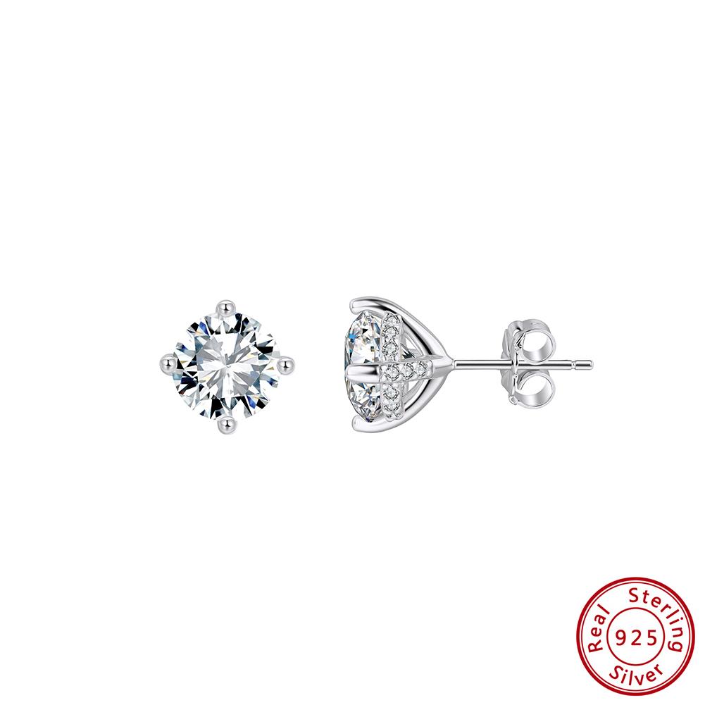 ORSA JEWELS Серьги из серебра S925 с круглым муассанитом на четырех крапанах для женщин, блестящие серьги с муассанитом цвета D, вечерние украшения MOE10