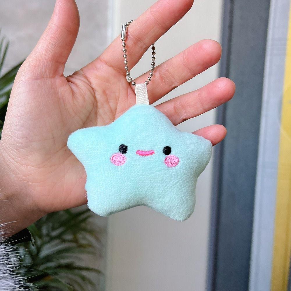 Fluffy Fur Smile Stars Plush Keyring Pom Pom Starfish Smile Stars Backpack Pendant  Wedding Gifts