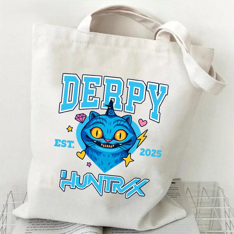 KPOP Группа Охотников на Демонов Холщовая сумка с принтом тигра Сумка через плечо для студентов Повседневная сумка-тоут для покупок