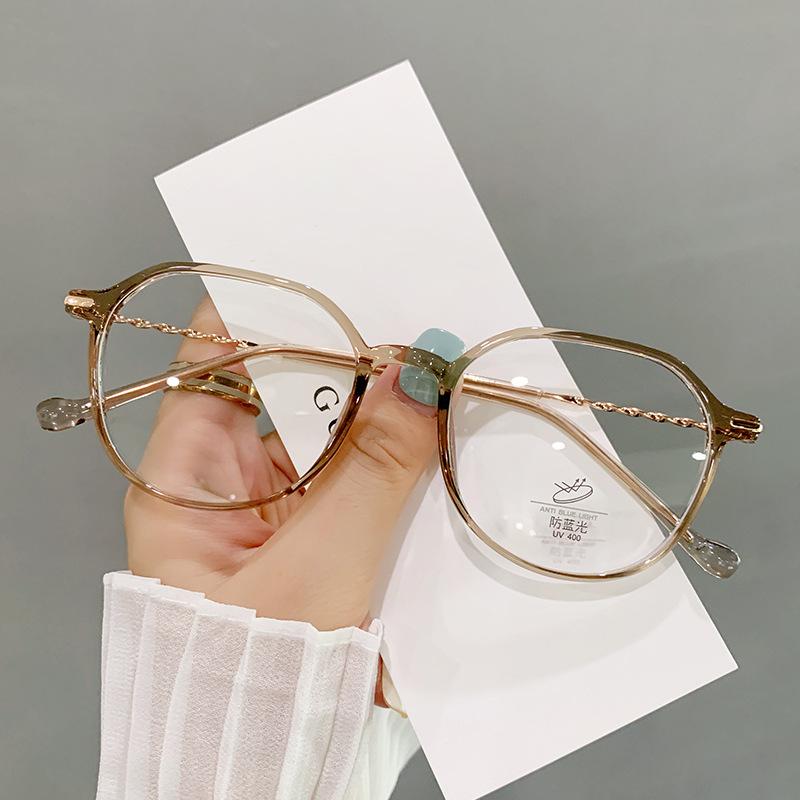 Glasses Frame Myopia Women Can Match Degree Students Literary And Plain Makeup Daily Anti-Blue Flat Light Glasses Tr8374