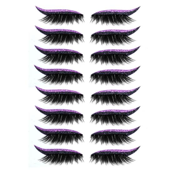 8 Pairs Lazy Eye Shadow Eyelash Patch Waterproof Glitter Eyeshadow Eyelashes Makeup Stickers Eye Makeup Stickers with False Lashes Shadow