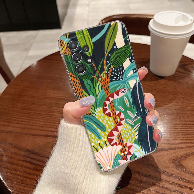 Чехол для телефона Jungle Art Змея Кошки Ленивец Для Samsung Galaxy A56 A57 A37 A55 A54 A36 A35 A26 A25 A16 A17 A07 A52 A34 A73 A21s