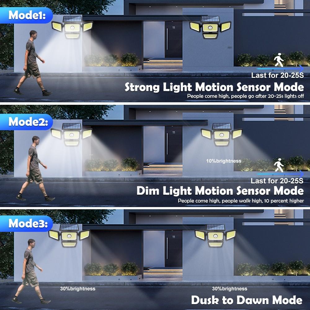 283/288LED Solar Powered Outdoor Light Motion Sensor with Remote Security Street Lamp Adjustable Waterproof Garage Garden Patio