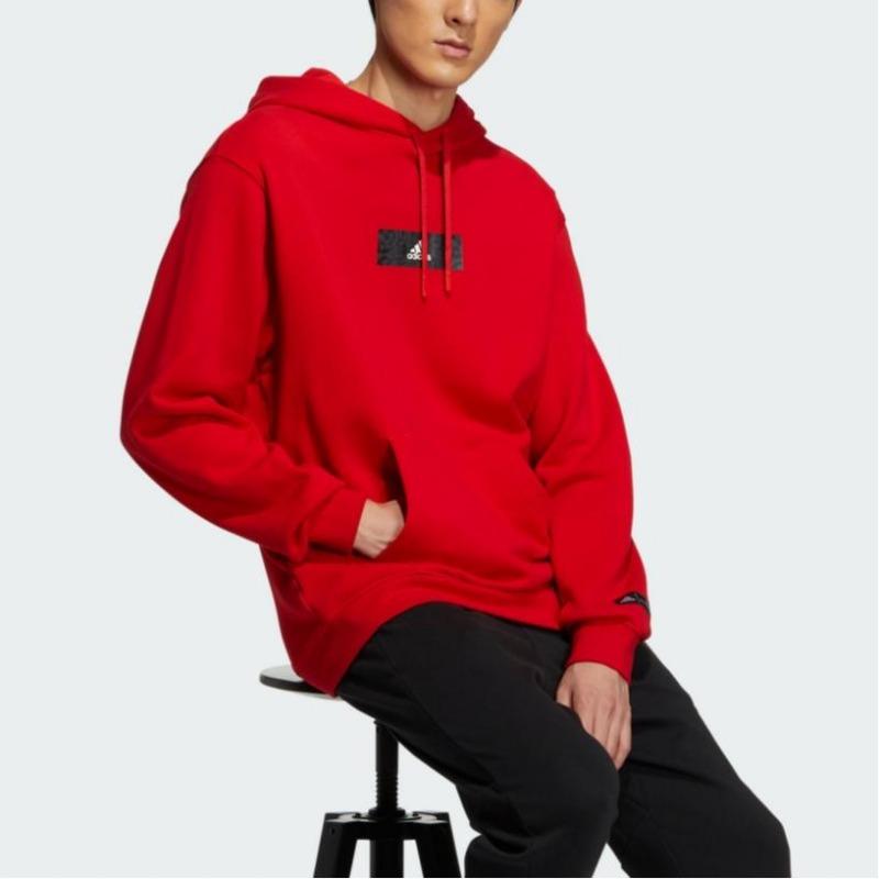 adidas Мужская красная толстовка с капюшоном и графическим логотипом Cm Gfx HZ3036