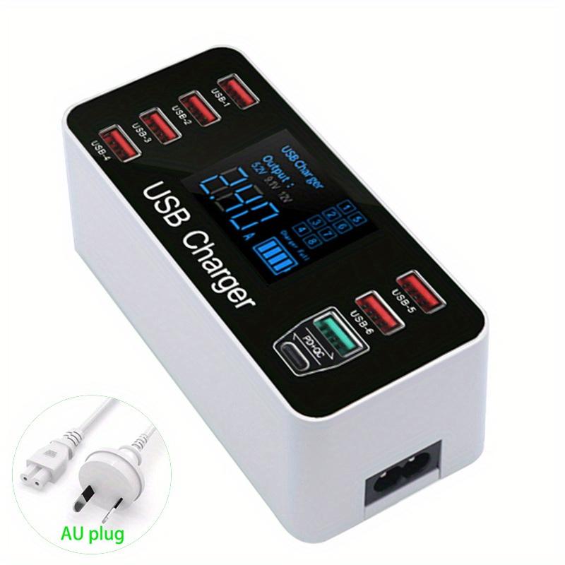 Быстрое зарядное устройство 40 Вт QC3.0, 8-портовая многопортовая USB-станция, быстрая зарядка для iPhone 15 14 13 Pro, планшета, настольного компьютера с Type C PD 20 Вт