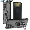 KEYSION Противоударный чехол для Samsung S25 Ultra 5G Мягкий силиконовый + PC Вертикальный металлический чехол-подставка для телефона Задняя крышка для Galaxy S25+ Plus