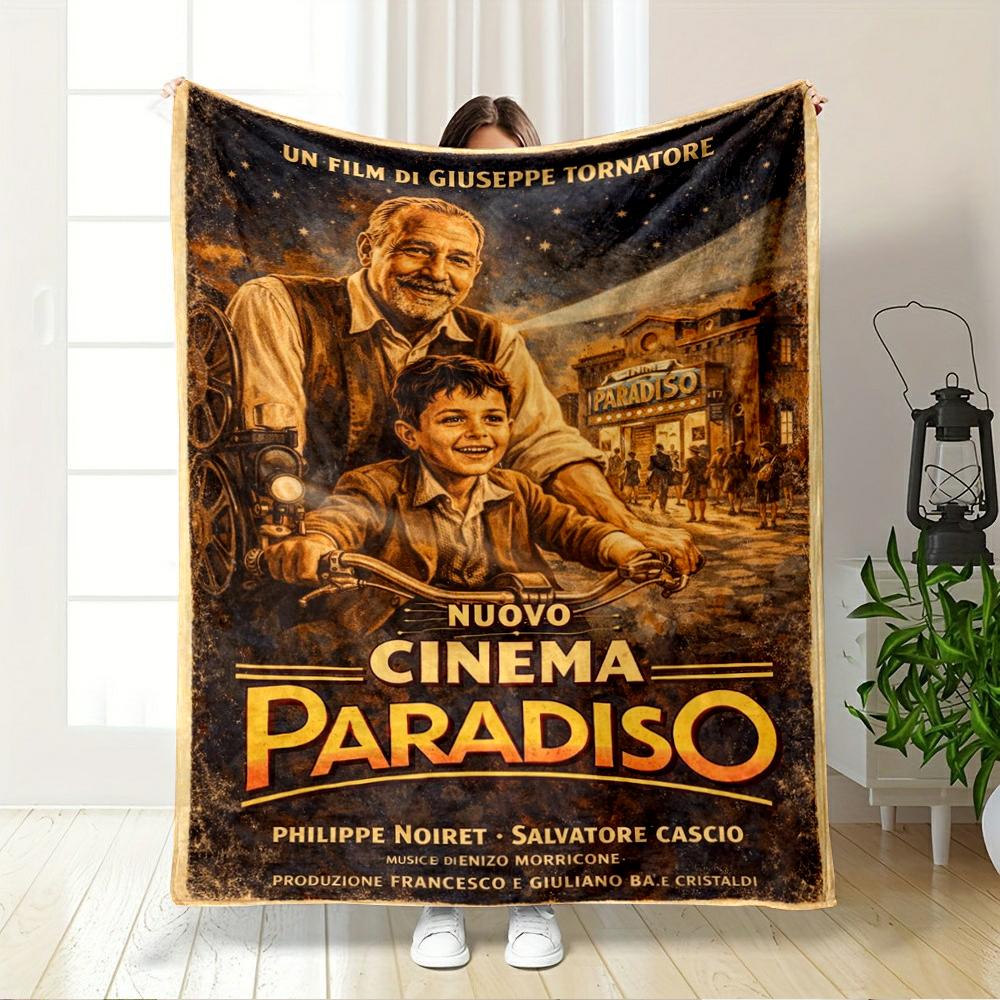 "Nuovo Cinema Paradiso Vintage Art Design Warm blanket" Flannel blanket for bedroom, living room, sofa, and nap.