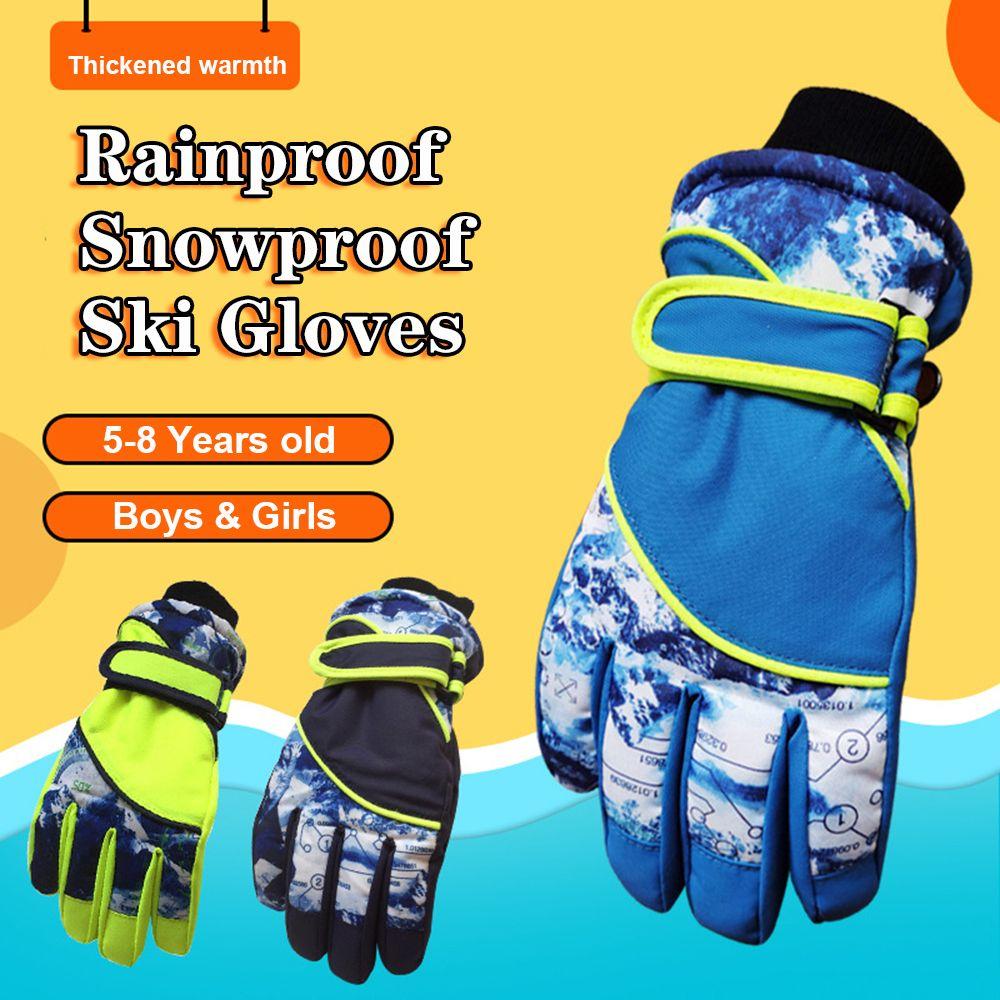 Children Cartoon Full Finger Windproof Ski Mittens Skiing Gloves Snowboarding Skiing Accessories