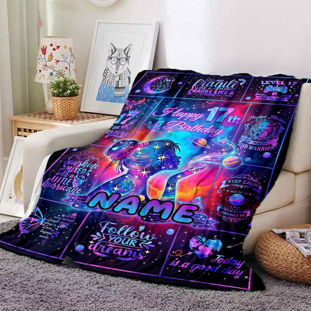 Celebrate Journey Follow Dreams Multipurpose Customizable Blanket Personalized Name Durable Comfort Great For Sofa Couch Office Bed Picnics Four