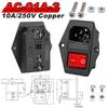 AC Power Socket Rocker Switch Inlet Power Plug C13 C14 Socket 3Pin AC Electrical Connector with 250V 10A Fuse and Red Lamp