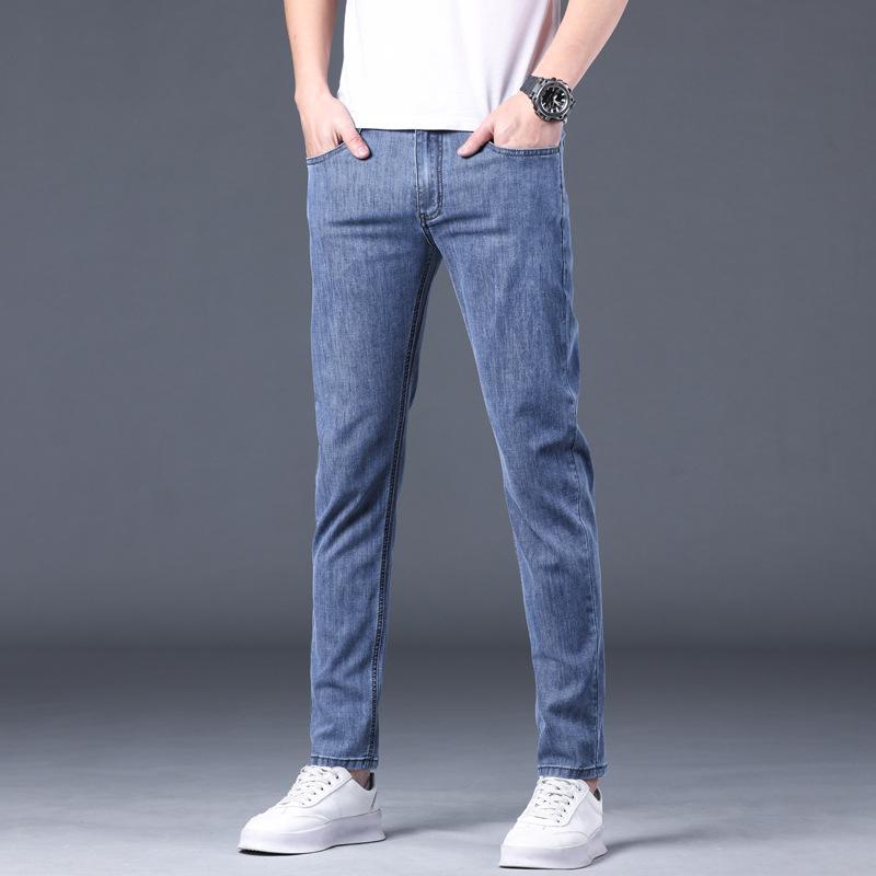 Spring and Autumn Men's Jeans Straight Slim Elastic Hundred Trend of Casual Men's Long Trousers