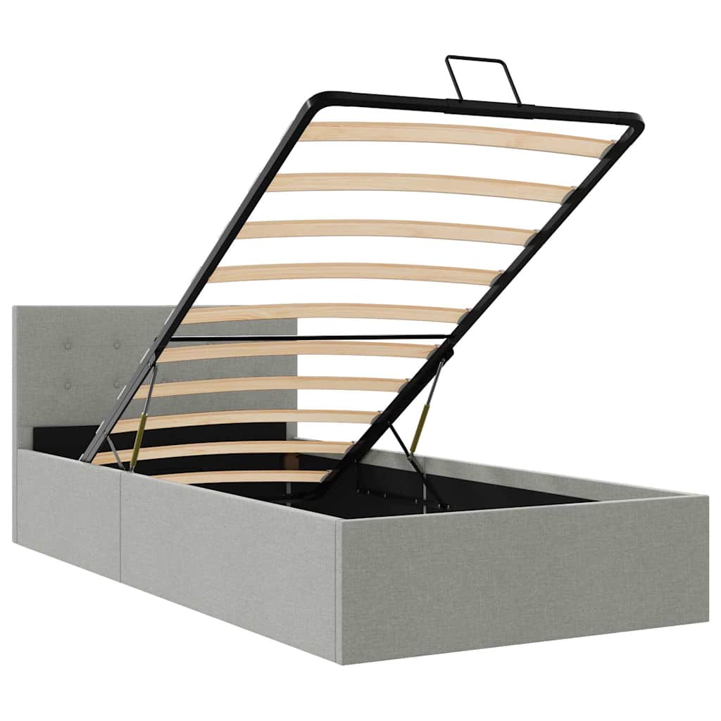 Storage Bed Hydraulic Light Grey Fabric 90*200 cm