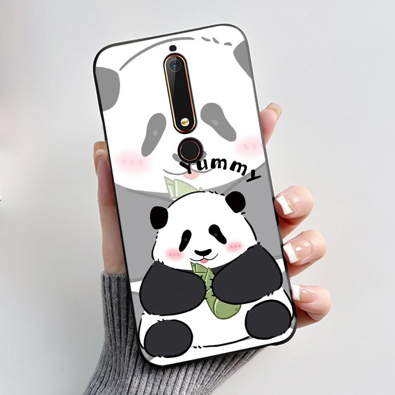 Cute Case For Nokia 6.1/Nokia 6.1 Plus/Nokia X6/Nokia6 Capa Printing Shell Protective Cover Soft Silicone Cartoon Black Casing