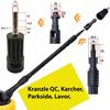 Rosfix HydroBrush T-Racer – Вращающаяся щетка с дозатором | Набор с адаптером QC | Для брусчатки, террасы, фасада | Совместима с Karcher K1–K7