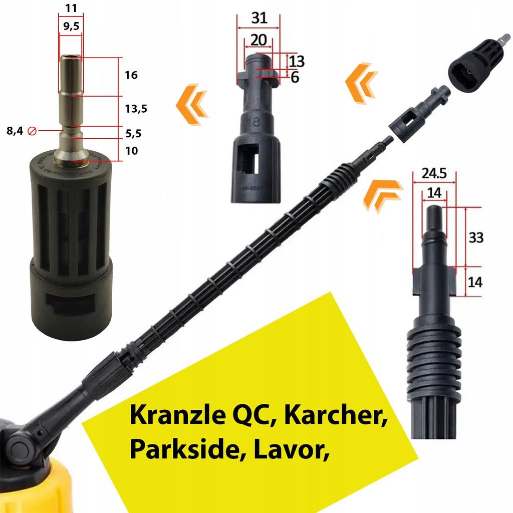 Rosfix HydroBrush T-Racer – Вращающаяся щетка с дозатором | Набор с адаптером QC | Для брусчатки, террасы, фасада | Совместима с Karcher K1–K7