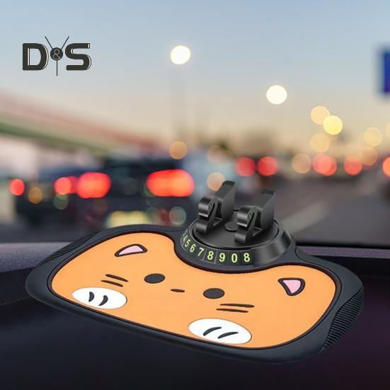 Автомобильный противоскользящий коврик для хранения, держатель для телефона, органайзер для приборной панели, моющийся, термостойкий, со свободным вращением, автомобильный держатель для телефона с парковочным номером