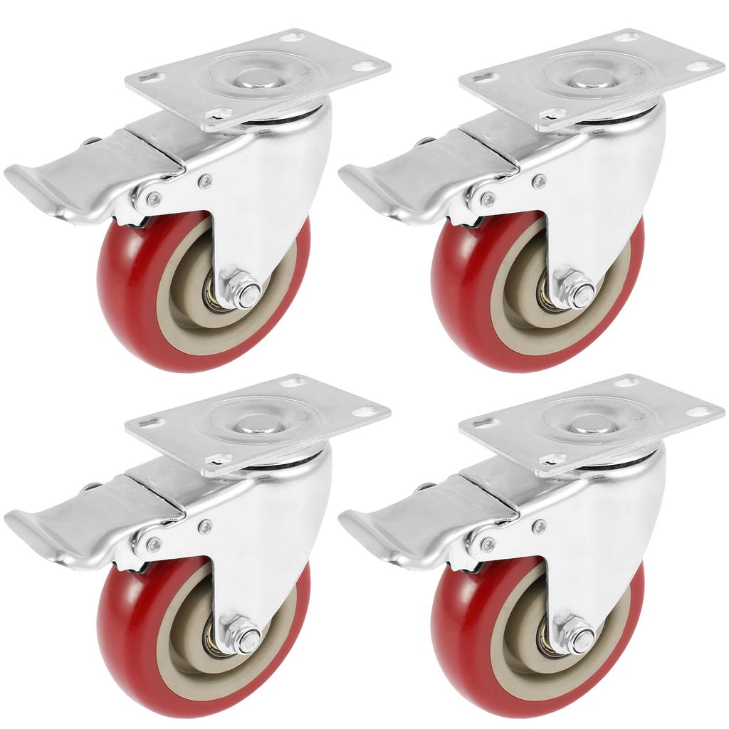 4Pcs 4 Inch Caster Wheel Heavy Universal 360° Swivel Silent Brake Wheels Caster Furniture Wear Platform Trolley Household