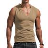 Men's Muscle Sleeveless T-shirt Men Summer Loose Tank Top Solid V Neck Vest Tee Men Tops
