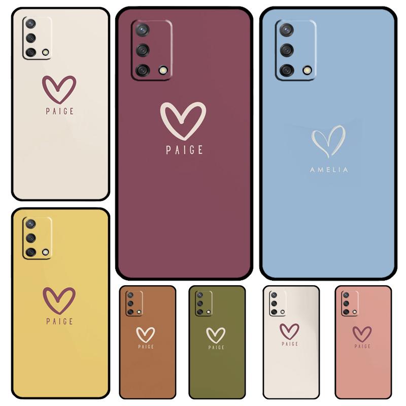 Пастельный чехол с персонализированным именем для OPPO A57S A54S A96 A76 A16 A5 A9 A53 A15 A17 A18 A58 A78 A98 A52 A72 A54 A74 A94