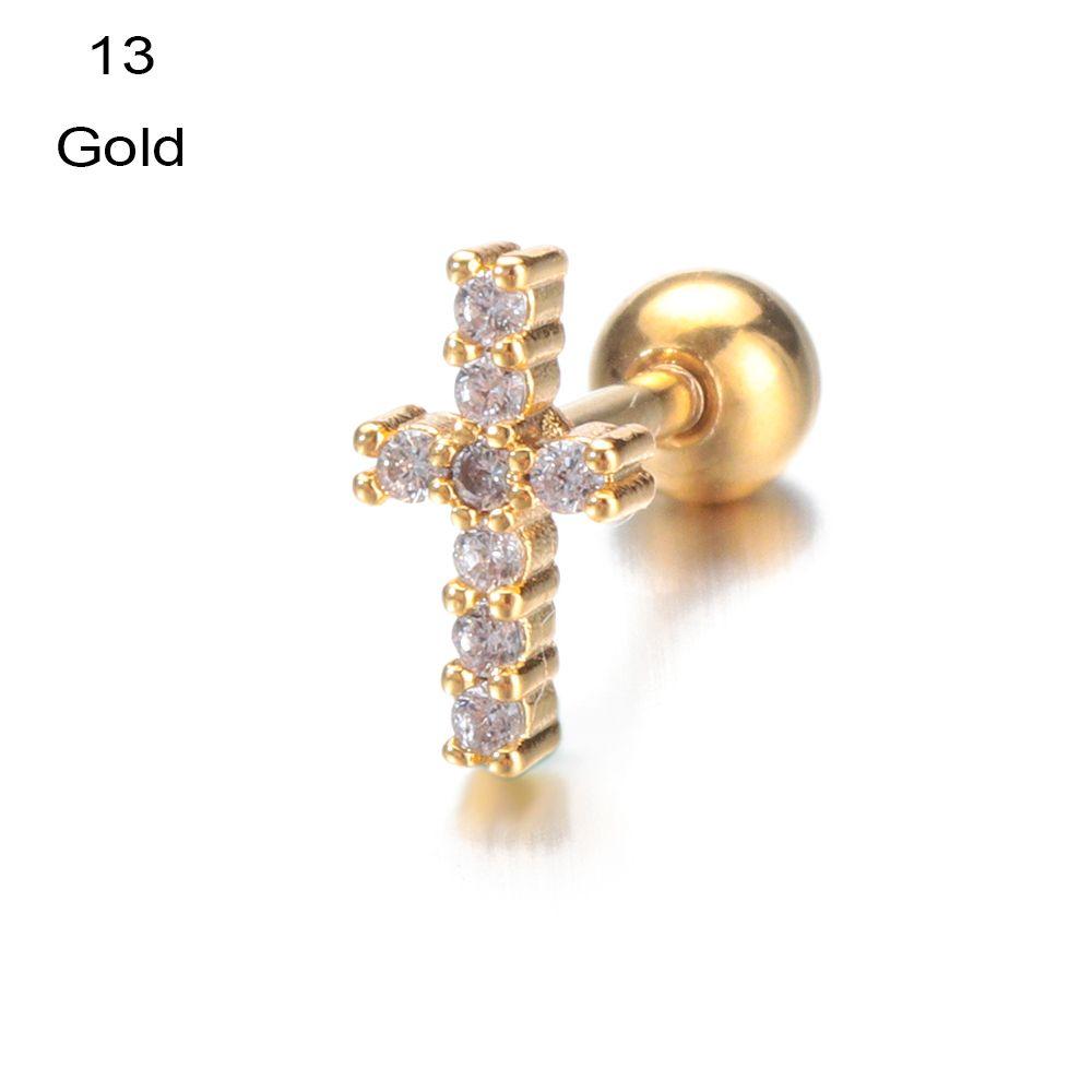 Украшения для тела Helix Tragus Star Moon Heart CZ Пирсинг ушей Серьги-гвоздики серебряного и золотого цвета