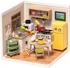 Robotime Plastic DIY Miniature House Miniature Food Doll House with LED Craft Assembly Required Kit, Dollhouse, Toy, Lights, Gift, "Super Creator"